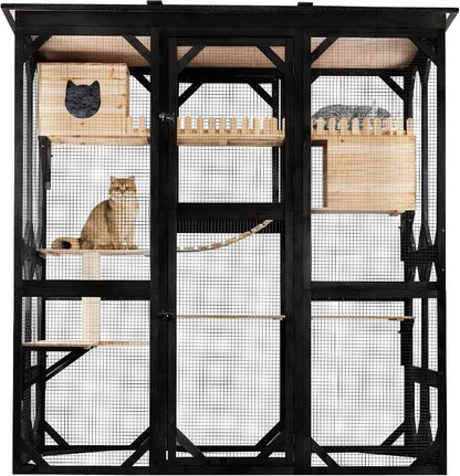 FunXplore 71.1" L Large Cat Catio Outdoor Cat Enclosure Window Acess, Walk-in Cat Cage  House for Multiple Indoor Outdoor