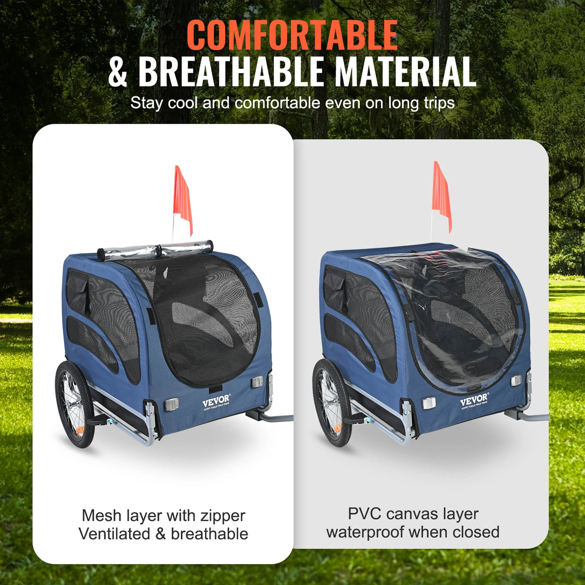 Pet Cart Bicycle Carrier Dog & Cat Bike Trailer with Coupler, Reflectors & Flag!  Collapsible to Store!