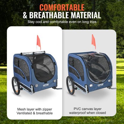 Pet Cart Bicycle Carrier Dog & Cat Bike Trailer with Coupler, Reflectors & Flag!  Collapsible to Store!