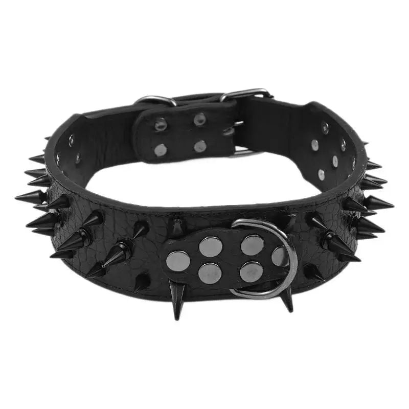 Anti Bite Rivet Sturdy Leather Pet Collar,  Adjustable for Medium and Big Dogs