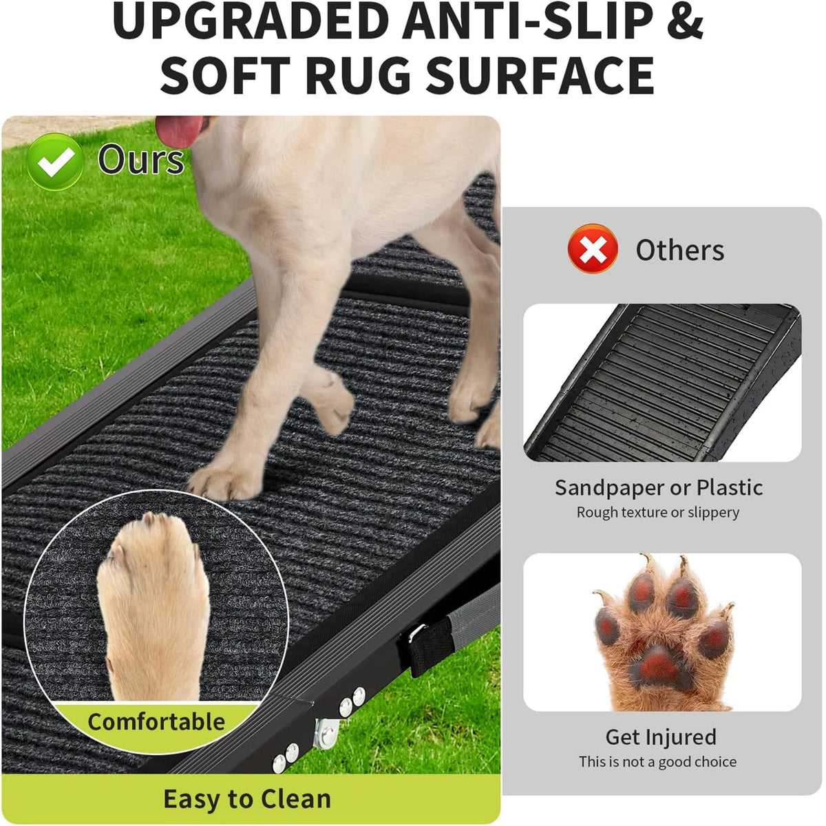 Upgraded Dog Ramp For Cars. Folding Pet Ramp For Large Dogs With Non-Slip Surface. Portable Outdoor Dog Car Ramp Up to 250 LBS!