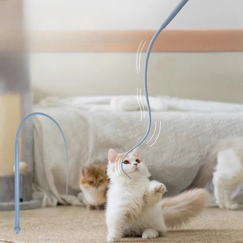 Simulated Mouse Tail Cat Teaser Toy; Funny Silicone Long Tail, Indoor Kitten Teaser Stick