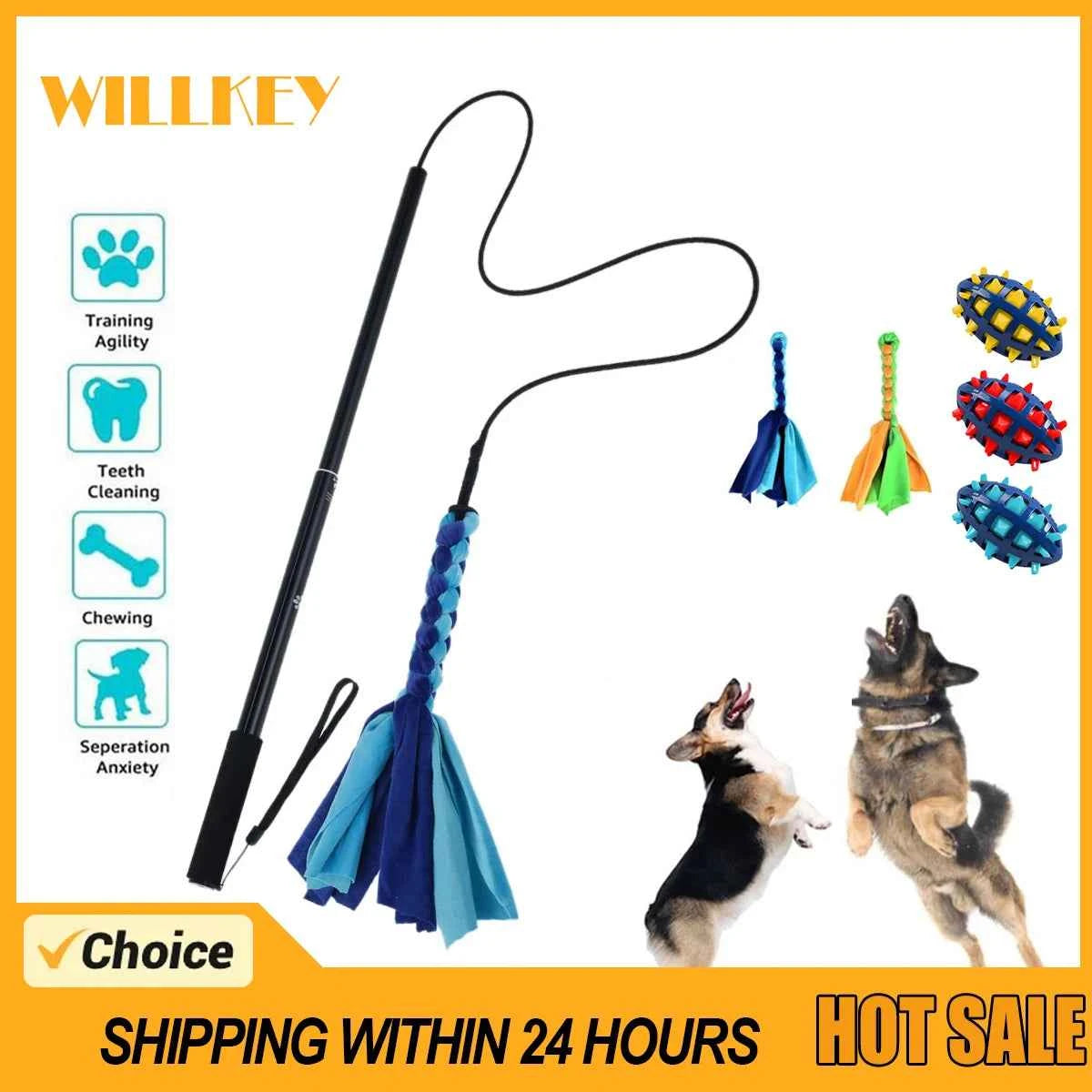 Retractable Dog Chase Toy – Interactive Flirt Pole for Training, Exercise & Outdoor Play