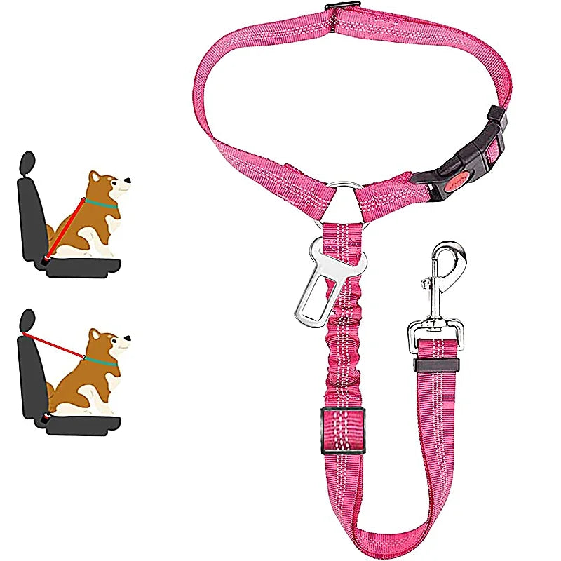 New Solid Two-in-one Pet Car Seat Belt. Dog Harness Leash. Back Seat Safety Belt Adjustable for Cats & Dogs.