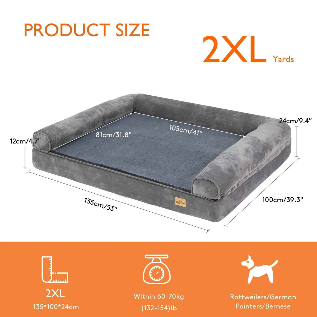 Dog Bed Extra Large Orthopedic Mattress Couch Sleeping Cushion with Removable Washable Cover!