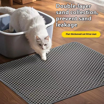 Cat Litter Mat 2-Layer Design Premium Sand Trapping Technology.  Waterproof Base Non-Slip Pet Floor Protecto.