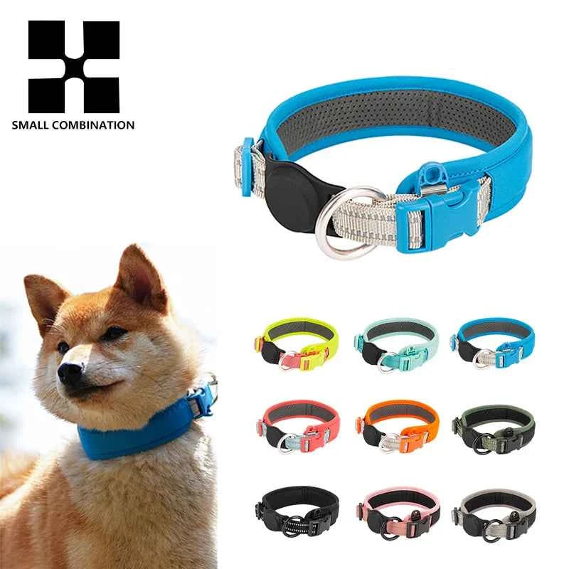 Personalized  Air Tag Small, Medium, Large, Padded Dog Collar;  Adjustable Nylon & Reflective!