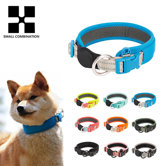 Personalized  Air Tag Small, Medium, Large, Padded Dog Collar;  Adjustable; Nylon & Reflective!