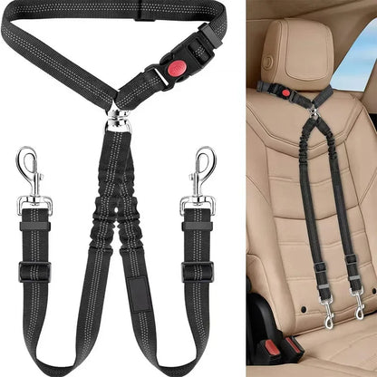 1Pcs Pet Dog & Cat Seat Belt Car. Car Safety Rope One Belt Two Dog Leash