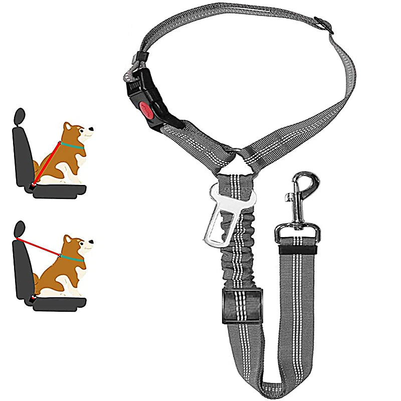 New Solid Two-in-one Pet Car Seat Belt. Dog Harness Leash. Back Seat Safety Belt Adjustable for Cats & Dogs.