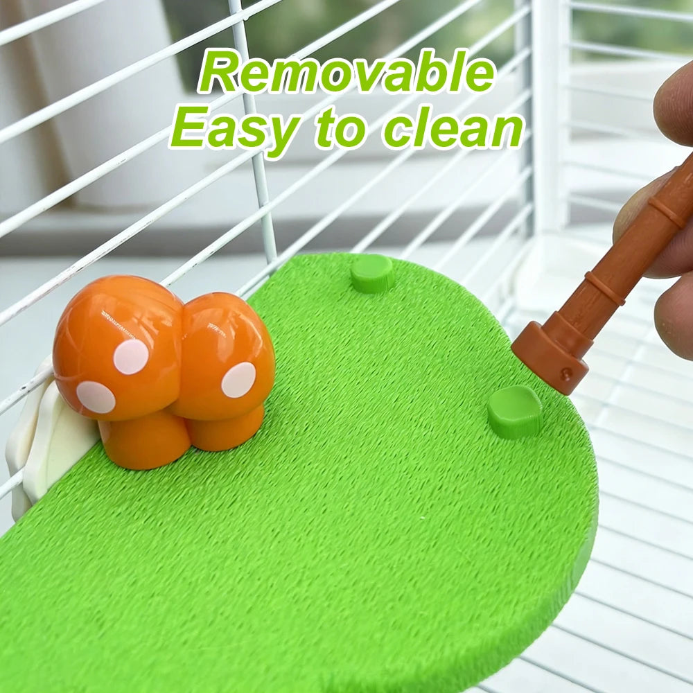 Tropical Bird Perch Platform Bell Ball Palm Tree. Interactive Toy Budgie Cockatiel Enrichment Boredom Relief Cage Accessory!