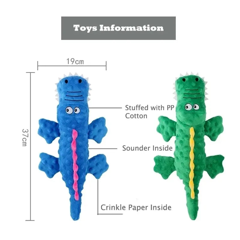 Soft Plush Dog Squeaky Chew Toys.  Stuffed Crocodile for Small & Large Dogs & Cat! Cute Interactive Squeak Toy.