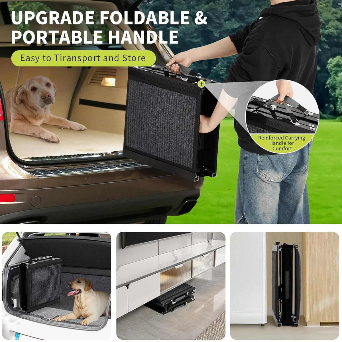 Upgraded Dog Ramp For Cars. Folding Pet Ramp For Large Dogs With Non-Slip Surface. Portable Outdoor Dog Car Ramp Up to 250 LBS!