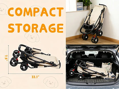 2-in-1Pet Stroller for Small Dogs & Cats! Foldable Lightweight 4 Wheel Dog or Cat Stroller with Removable Carrier! Travel Portable Pet Cart. - JanesWaggingWonders