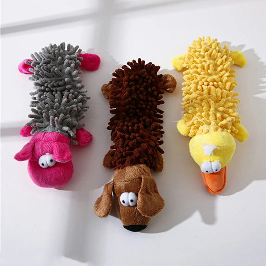Durable Pet Dog Plush Toy. Animal Shape with Squeaky for Small Dogs. Puppy Chew Tooth Cleaning Toys.