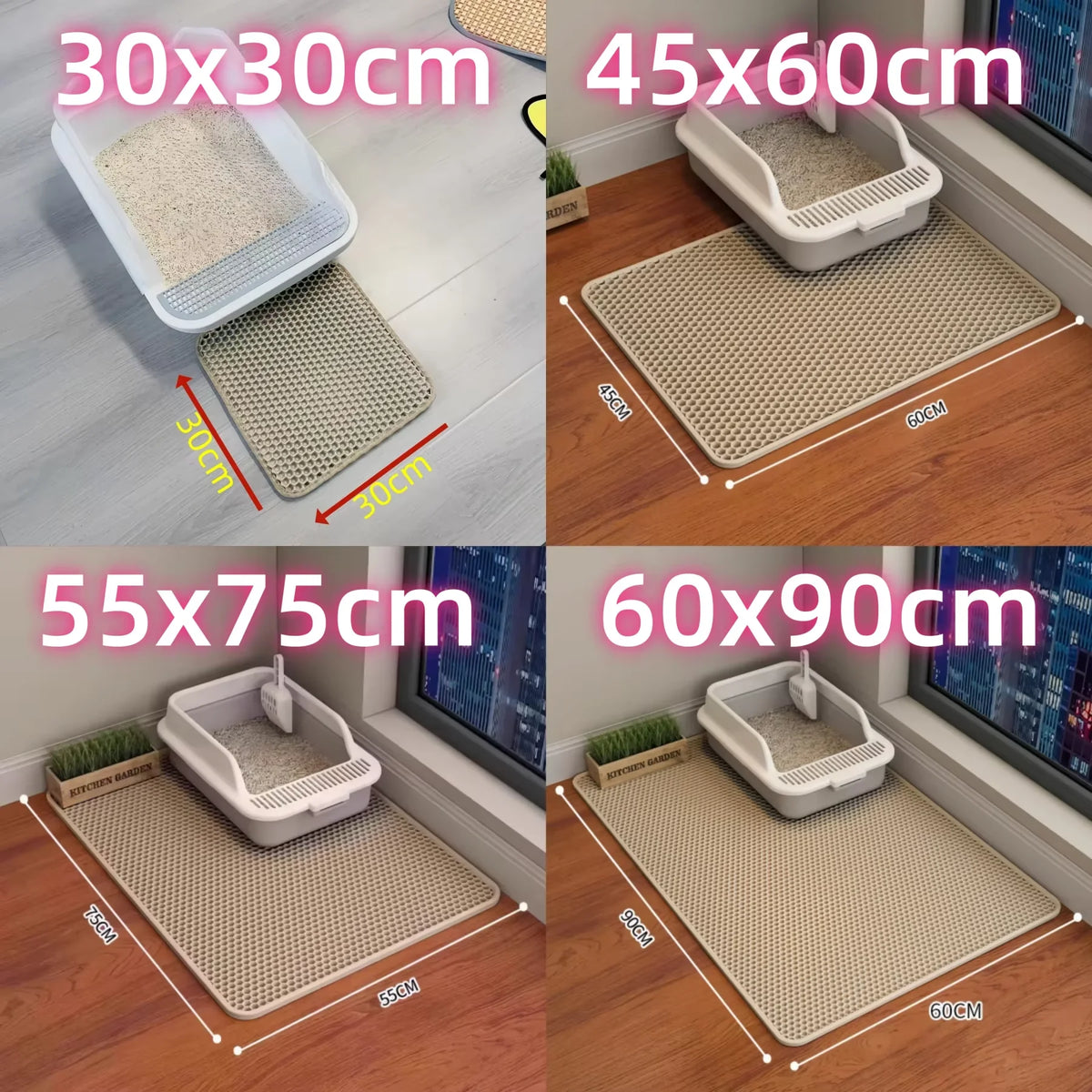 Cat Litter Mat 2-Layer Design Premium Sand Trapping Technology.  Waterproof Base Non-Slip Pet Floor Protecto.