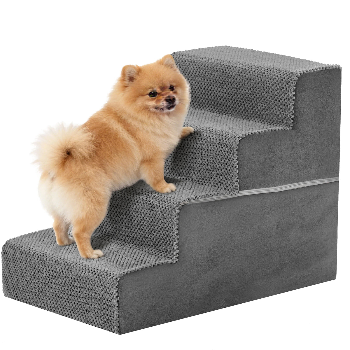 JHK 3-5 Step Right Angled Foam Dog Stairs Ramp for Small Dogs Climbing Ladder Indoor Non-Slip Pet Ramp Stairs For Home