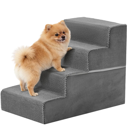 JHK 3-5 Step Right Angled Foam Dog Stairs Ramp for Small Dogs Climbing Ladder Indoor Non-Slip Pet Ramp Stairs For Home