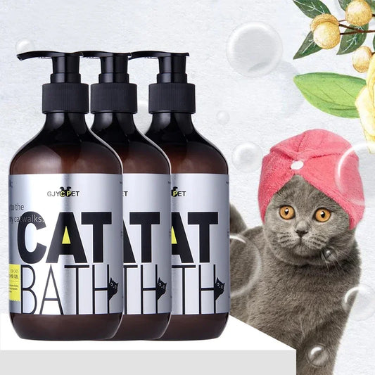500ml Cat Shower Gel, Shampoo Ultra Cleaning Fluffy Smooth! Lasting Scent. Deep Soil Removal. Pet Deodorizer Decontamination.