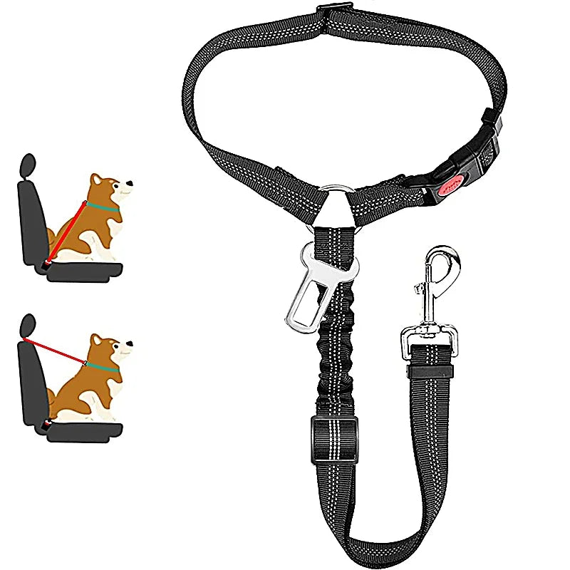 New Solid Two-in-one Pet Car Seat Belt. Dog Harness Leash. Back Seat Safety Belt Adjustable for Cats & Dogs.