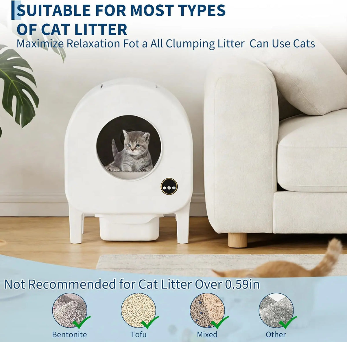 Smart Self-Cleaning Cat Litter Box, Wi Fi-Enabled Automatic Litter Box with Safety Protection! Large Capacity for Multiple Cats & Included Liner Bags - JanesWaggingWonders
