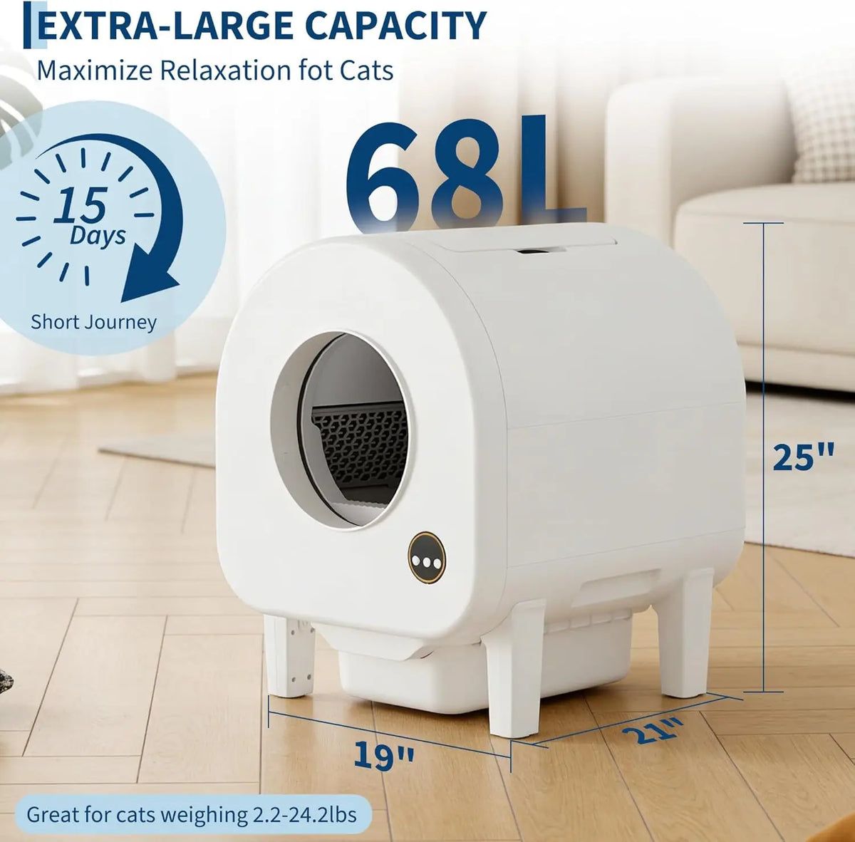 Smart Self-Cleaning Cat Litter Box, Wi Fi-Enabled Automatic Litter Box with Safety Protection! Large Capacity for Multiple Cats & Included Liner Bags - JanesWaggingWonders