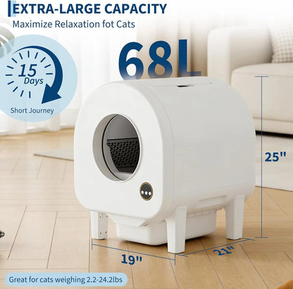 Smart Self-Cleaning Cat Litter Box, Wi Fi-Enabled Automatic Litter Box with Safety Protection! Large Capacity for Multiple Cats & Included Liner Bags - JanesWaggingWonders