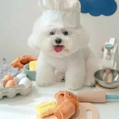 Hidden Food Sniffing Plush Dog Chew Toy: Croissant Bread Squeaking Sound Plush Toy