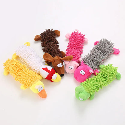 Durable Pet Dog Plush Toy. Animal Shape with Squeaky for Small Dogs. Puppy Chew Tooth Cleaning Toys.