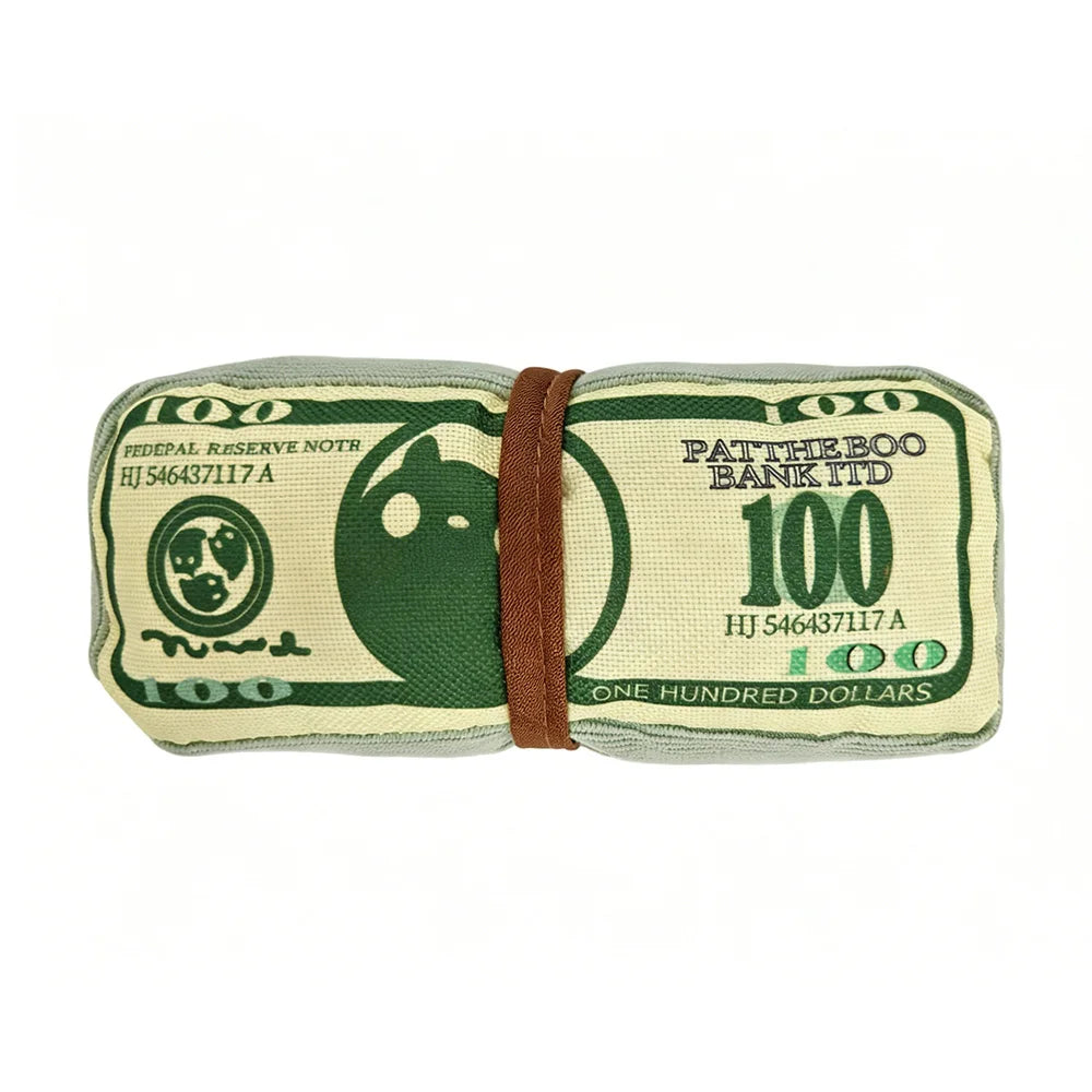 Interactive Squeaky Money Shaped Chew Toy for Dogs And Cats with Crinkle Paper. Teeth Cleaning Pet Toy.