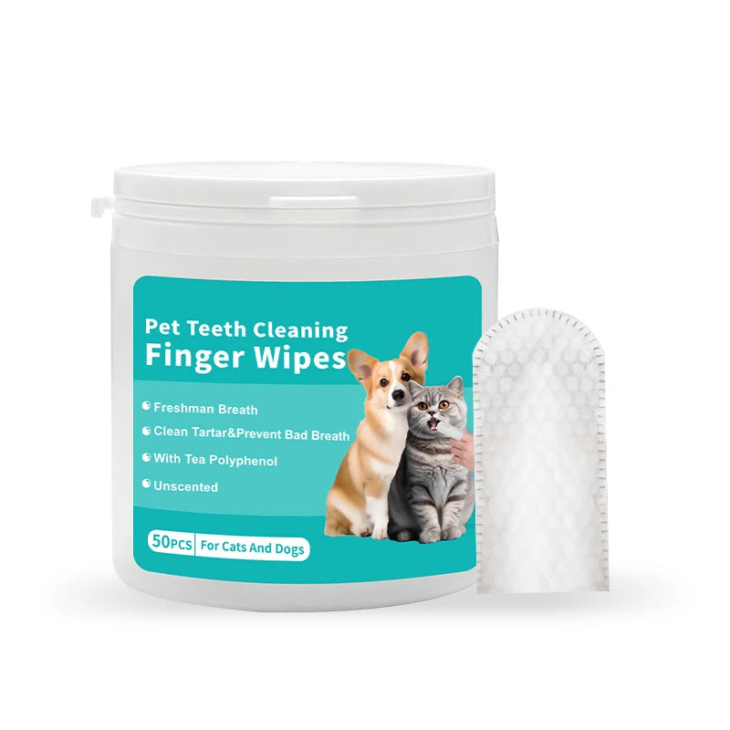 Pet teeth cleaning wipes, cats and dogs, pet cleaning wipes, gloves that can be licked!