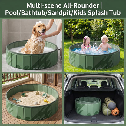 Foldable Anti-Scratch PVC Dog Pool, Thick No-Inflate Pet Bath Tub with Quick Drain, 
Portable Swimming Pool for Dogs, Cats, Kids, Outdoor Water & Sand Play