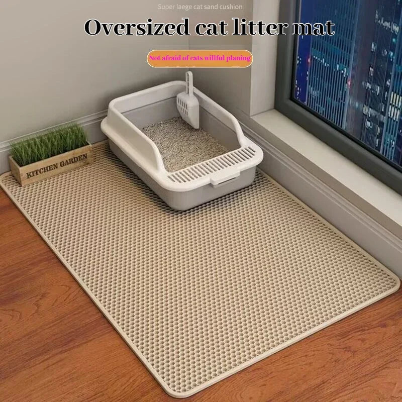 Cat Litter Mat 2-Layer Design Premium Sand Trapping Technology.  Waterproof Base Non-Slip Pet Floor Protecto.