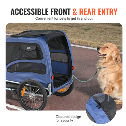 Pet Cart Bicycle Carrier Dog & Cat Bike Trailer with Coupler, Reflectors & Flag!  Collapsible to Store!