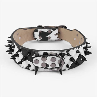 Anti Bite Rivet Sturdy Leather Pet Collar,  Adjustable for Medium and Big Dogs