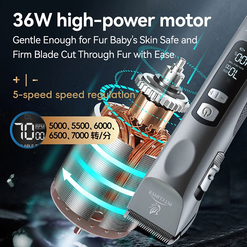 Cordless Rechargeable Pet Clipper, Low Noise! Professional Pet Hair Grooming Trimmer, Shaver Kit for Dogs & Cats.