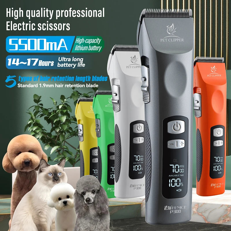 Cordless Rechargeable Pet Clipper, Low Noise! Professional Pet Hair Grooming Trimmer, Shaver Kit for Dogs & Cats.