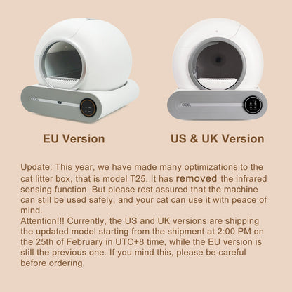 DOEL Self Cleaning Cat Litter Box 65L Automatic Cat Litter Box w/ Trash Bag & Litter Mat Smart Cat Toilet App Control 2.4G WiFi - JanesWaggingWonders