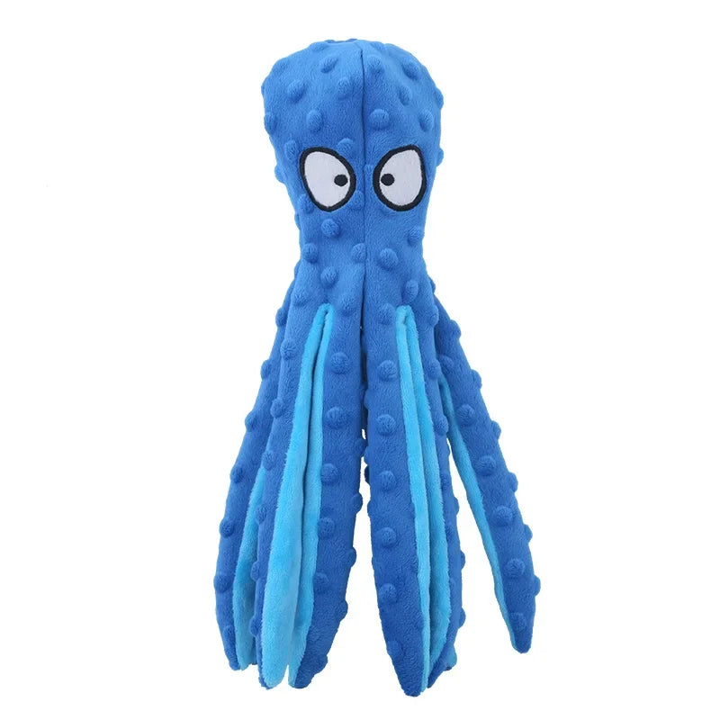 Dog Squeaky Toys Octopus - No Stuffing Crinkle Plush Dog Toys for Puppy Teething Durable Interactive Dog Chew Toys for Small M