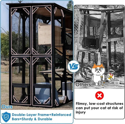 FunXplore 71.1" L Large Cat Catio Outdoor Cat Enclosure Window Acess, Walk-in Cat Cage  House for Multiple Indoor Outdoor