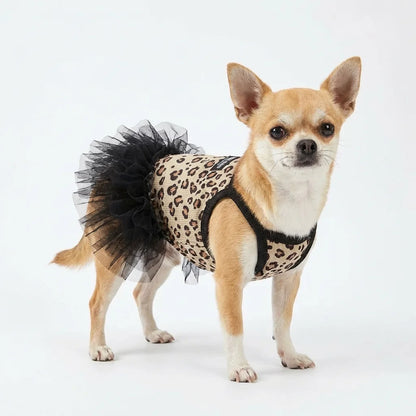 Fashion Sweet Puppy Dog Summer Dress,  Princess Skirt Dog Lace Cake Camisole Tutu Dress -Leopard Print Dog Tutu Dress