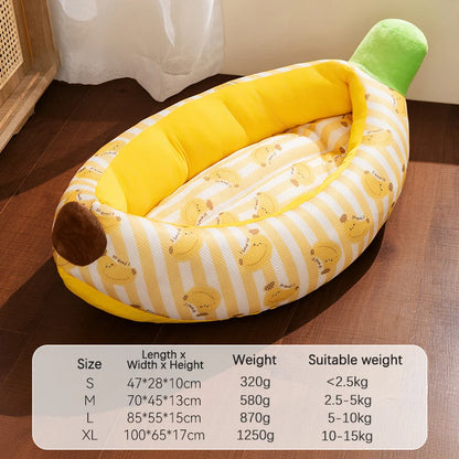 Banana Ice Silk Cooling Bed with Dual-Sided Mat Non-Slip! Breathable Sofa for Cats &Small Dogs. - JanesWaggingWonders