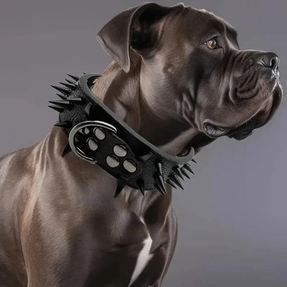 Anti Bite Rivet Sturdy Leather Pet Collar,  Adjustable for Medium and Big Dogs
