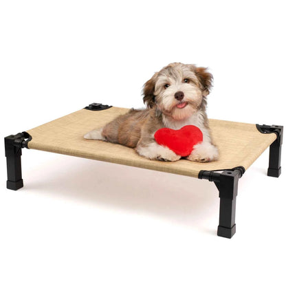 Elevated Dog Bed, Cooling Raised Pet Cot with Chew Proof Washable Breathable Mesh and Metal Frame.