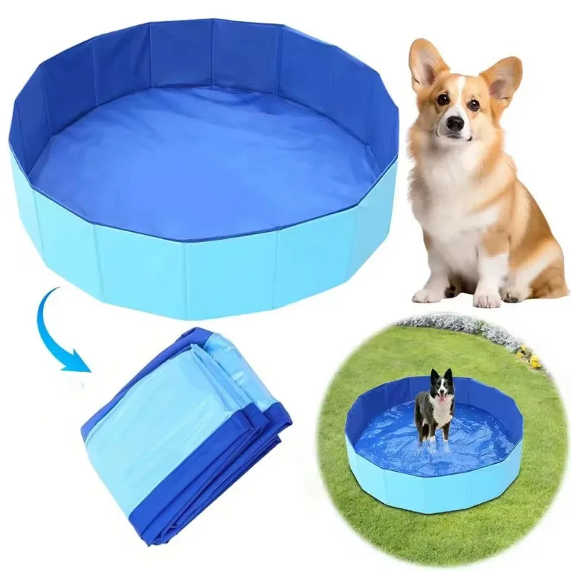 Portable PVC Pet Swimming Pool. Foldable Summer Swimming Pool. Non-slip Pet Bath Pet Cleaning Water Basin.