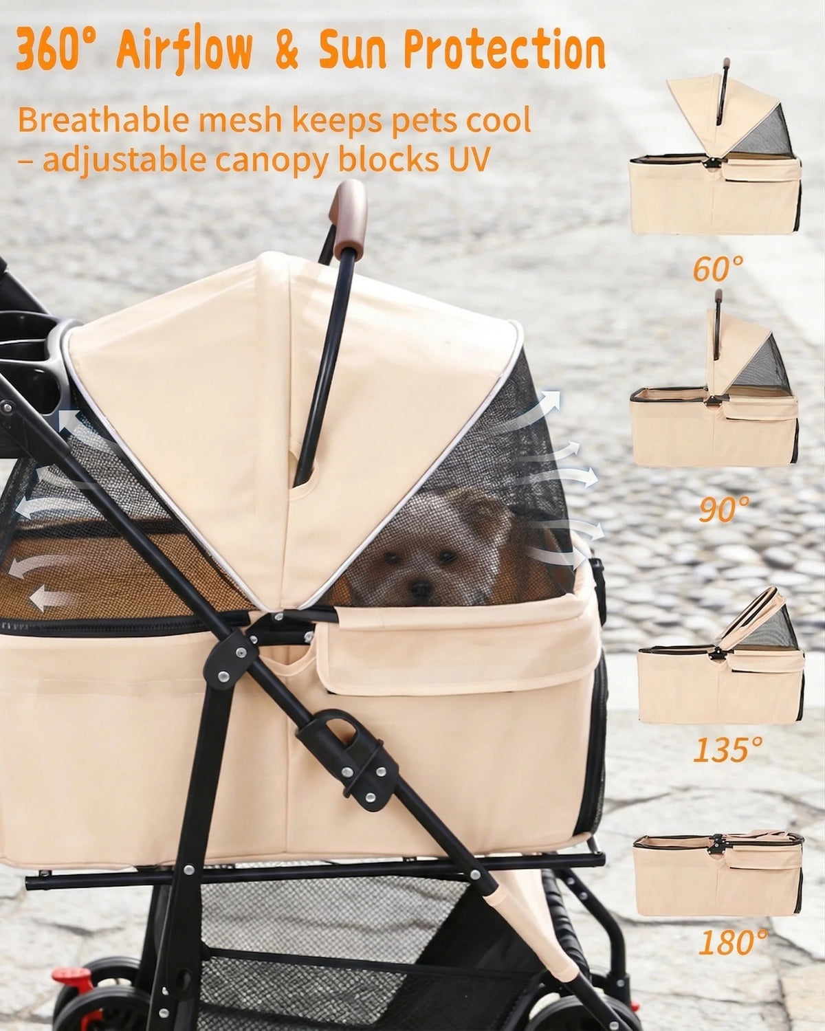 2-in-1Pet Stroller for Small Dogs & Cats! Foldable Lightweight 4 Wheel Dog or Cat Stroller with Removable Carrier! Travel Portable Pet Cart. - JanesWaggingWonders