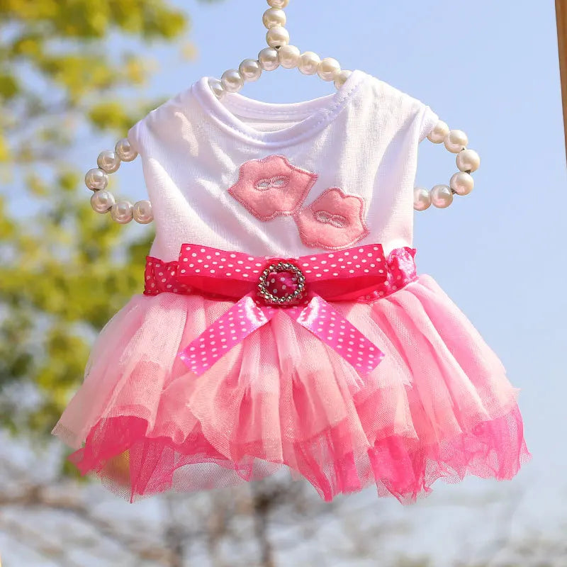 Fashion Bowknot Dog Dress, Skirts Mesh Lace Bow Knot Princess Dress! Clothes for Small & Medium Dogs.