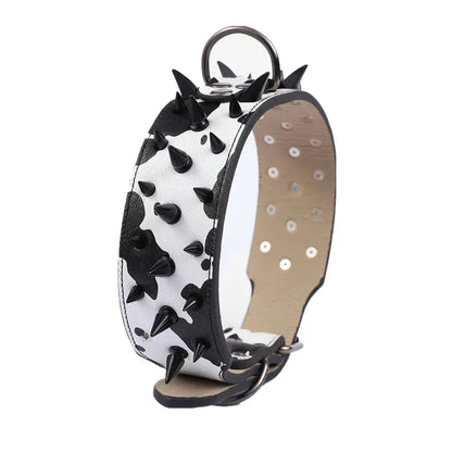 Anti Bite Rivet Sturdy Leather Pet Collar,  Adjustable for Medium and Big Dogs