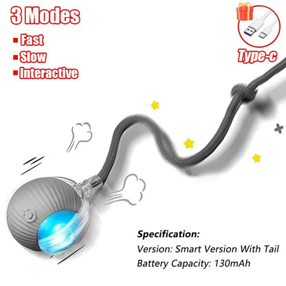 1~3pcs Cat Interactive Ball Toy. Automatic Rolling Ball Tail!  Rechargeable Smart Pet Electric Toy. Dog & Cat Training Imitates Mouse!
