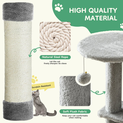 JJHK 44In Cat Tree Tall Multi-Cat Climbing Tower for Pets! Natural Sisal Scratching Posts Stable Pet House for Indoor Cats! - JanesWaggingWonders